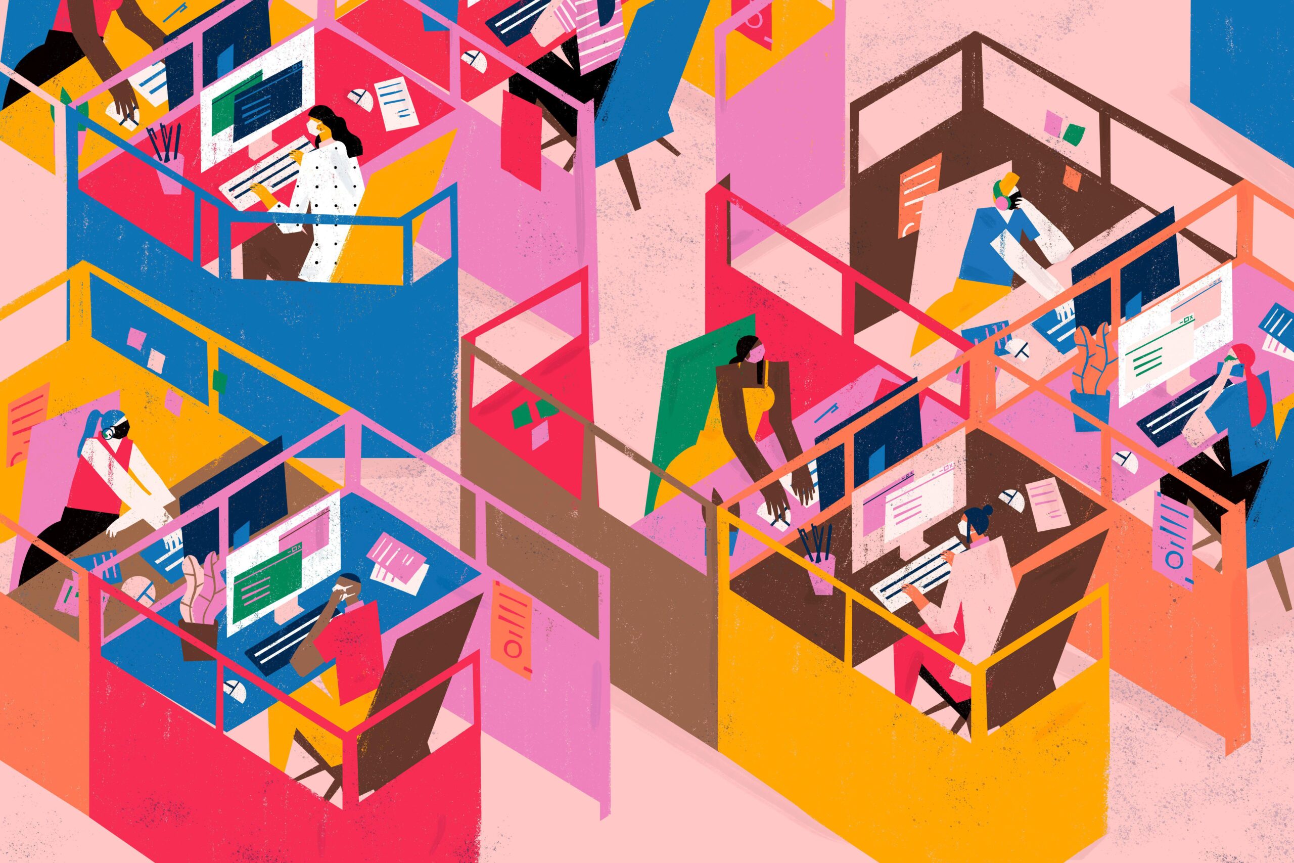 Office Setting with Cubicles