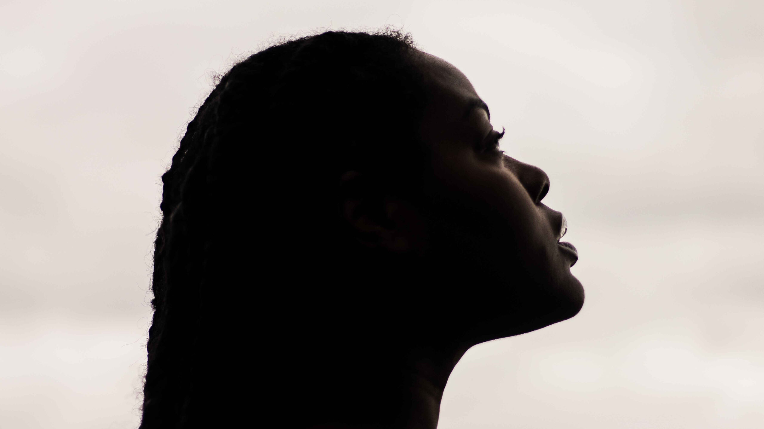 woman looking upward