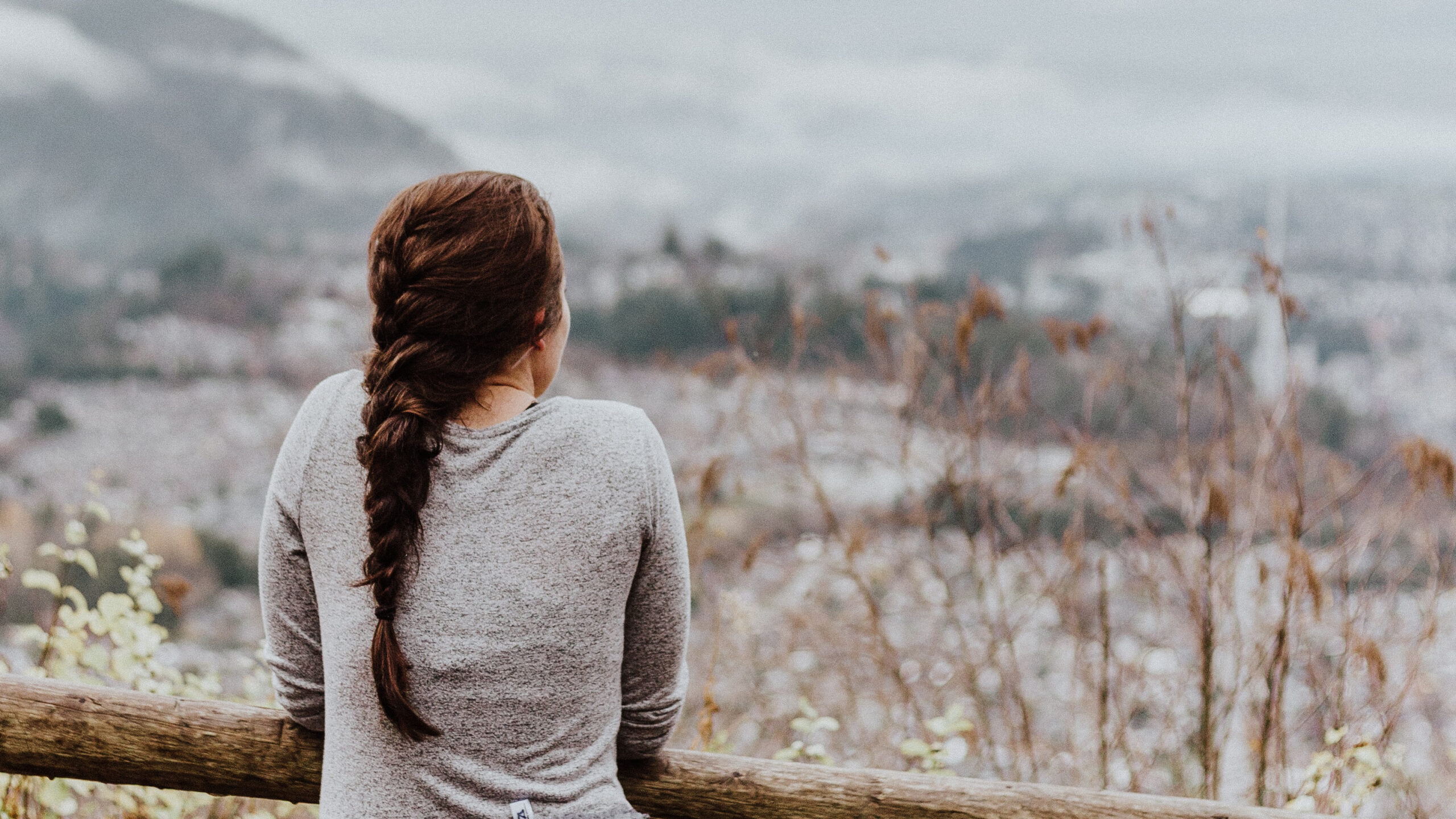 Pensively looking out