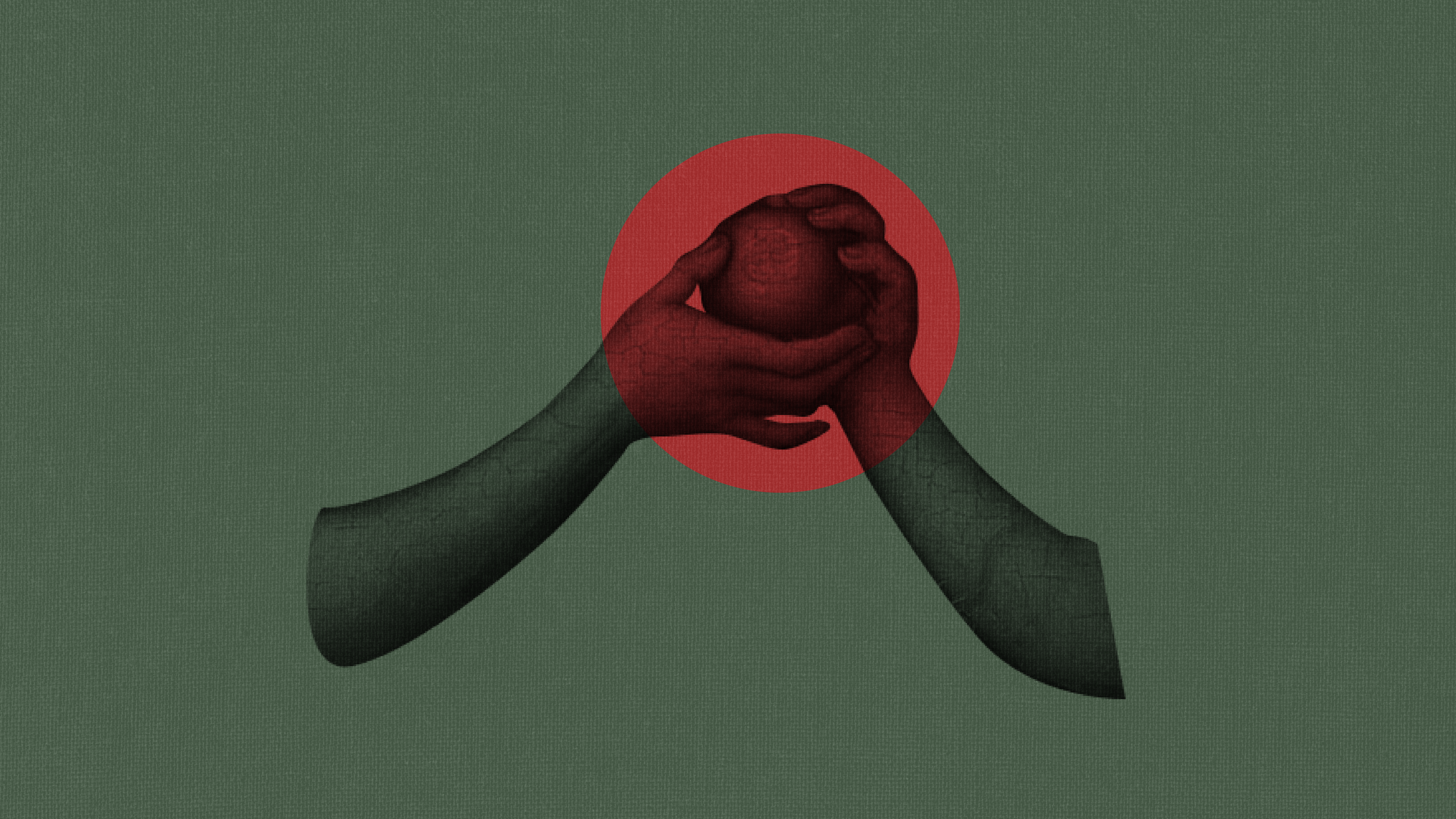 Hands of Adam and Eve holding the apple