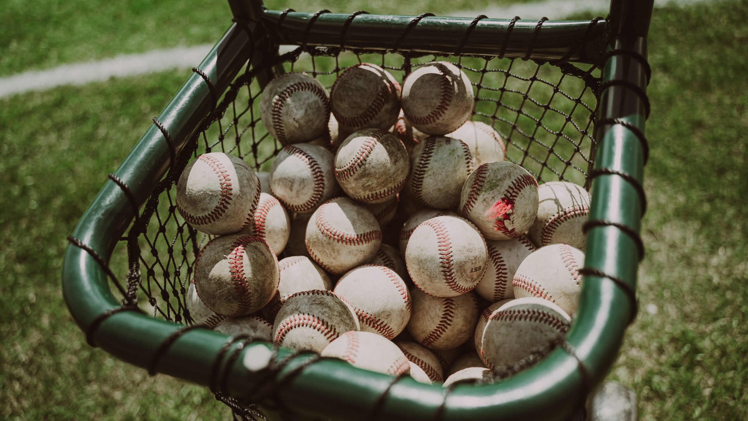 Basket full of baseballs