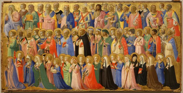 gold background portraits of saints