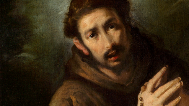painting of man in brown cloak