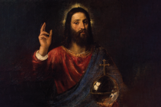 Jesus holding one hand up
