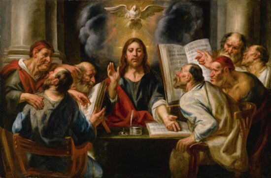 Jesus teaching with hand up in color