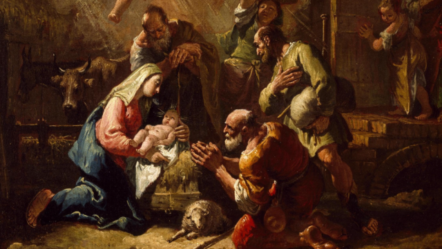 Nativity scene with the baby Jesus