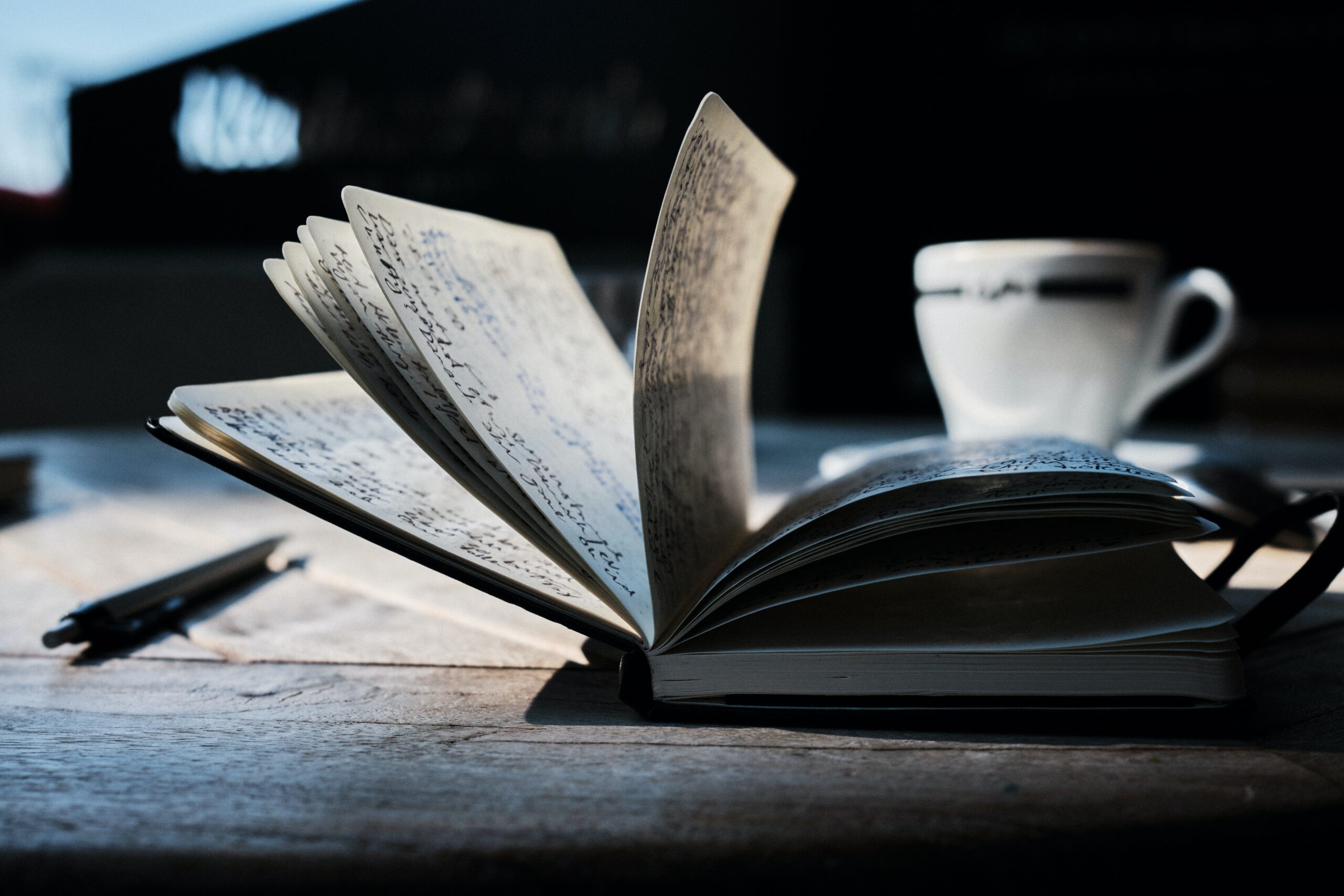 An open book on a table