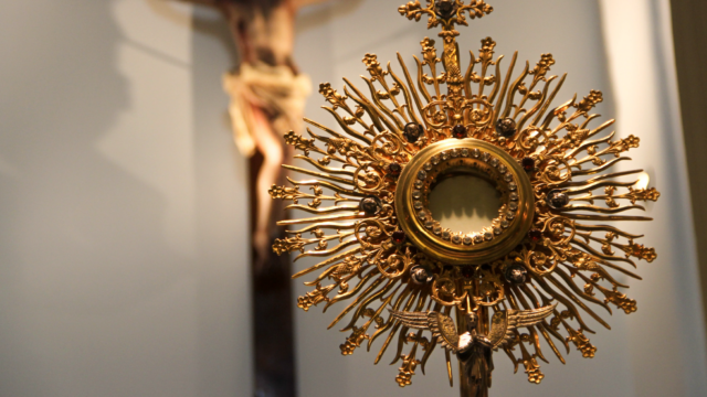 golden monstrance with the Blessed Sacrament