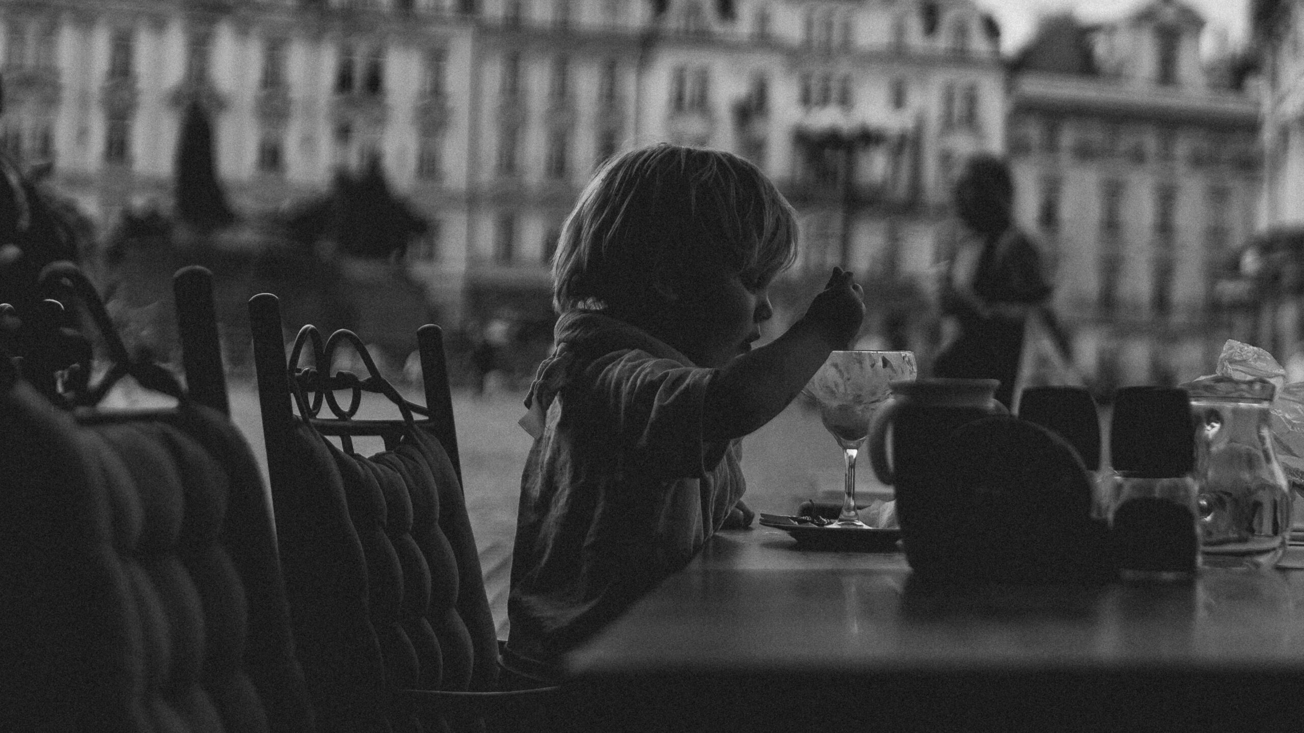 Child at a fast food table