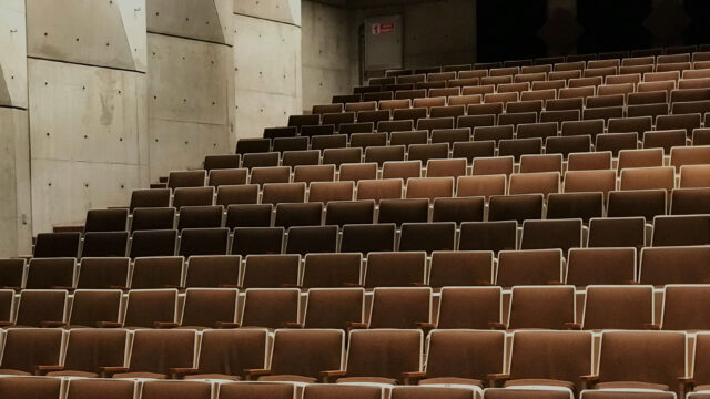 Empty college lecture hall seats