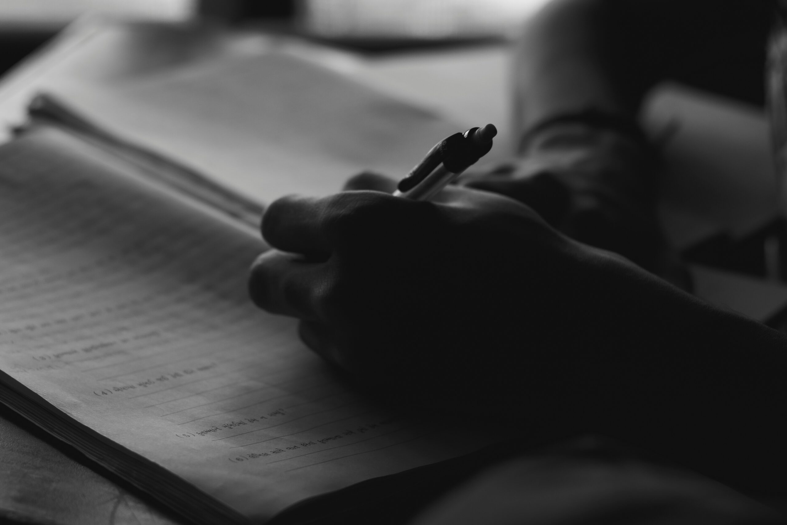 Writing in a book