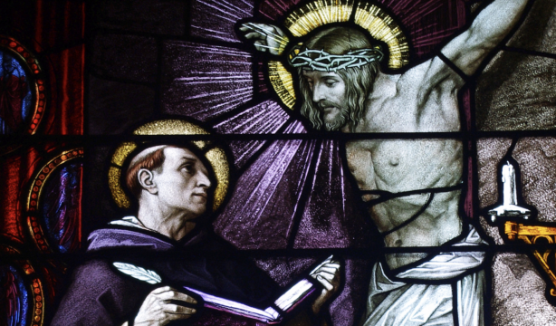 St. Thomas Aquinas looking at Jesus