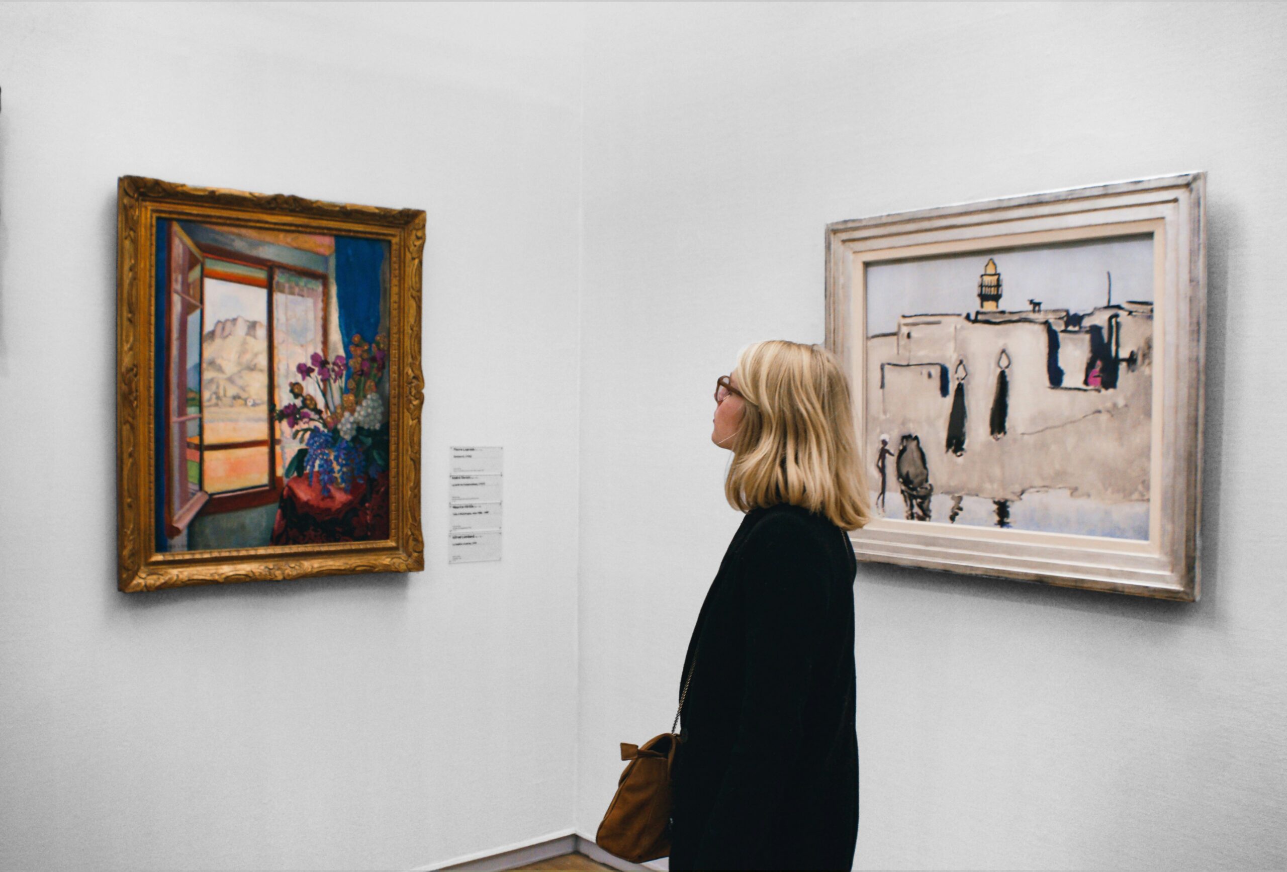 Girl looking at art