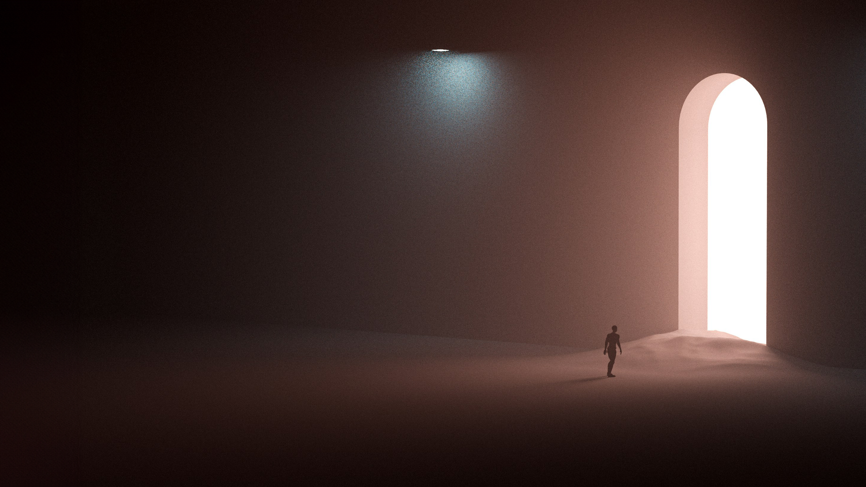 Man in a large void
