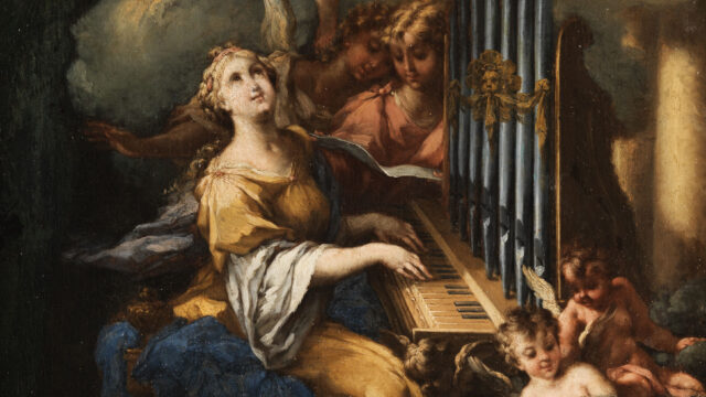 St. Cecilia playing organ