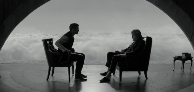 Scene of Jonas speaking with the Giver