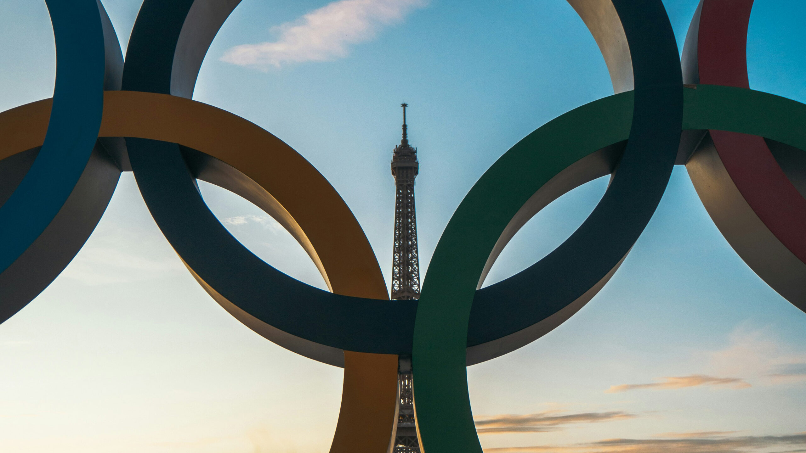 Olympics rings in Paris scene