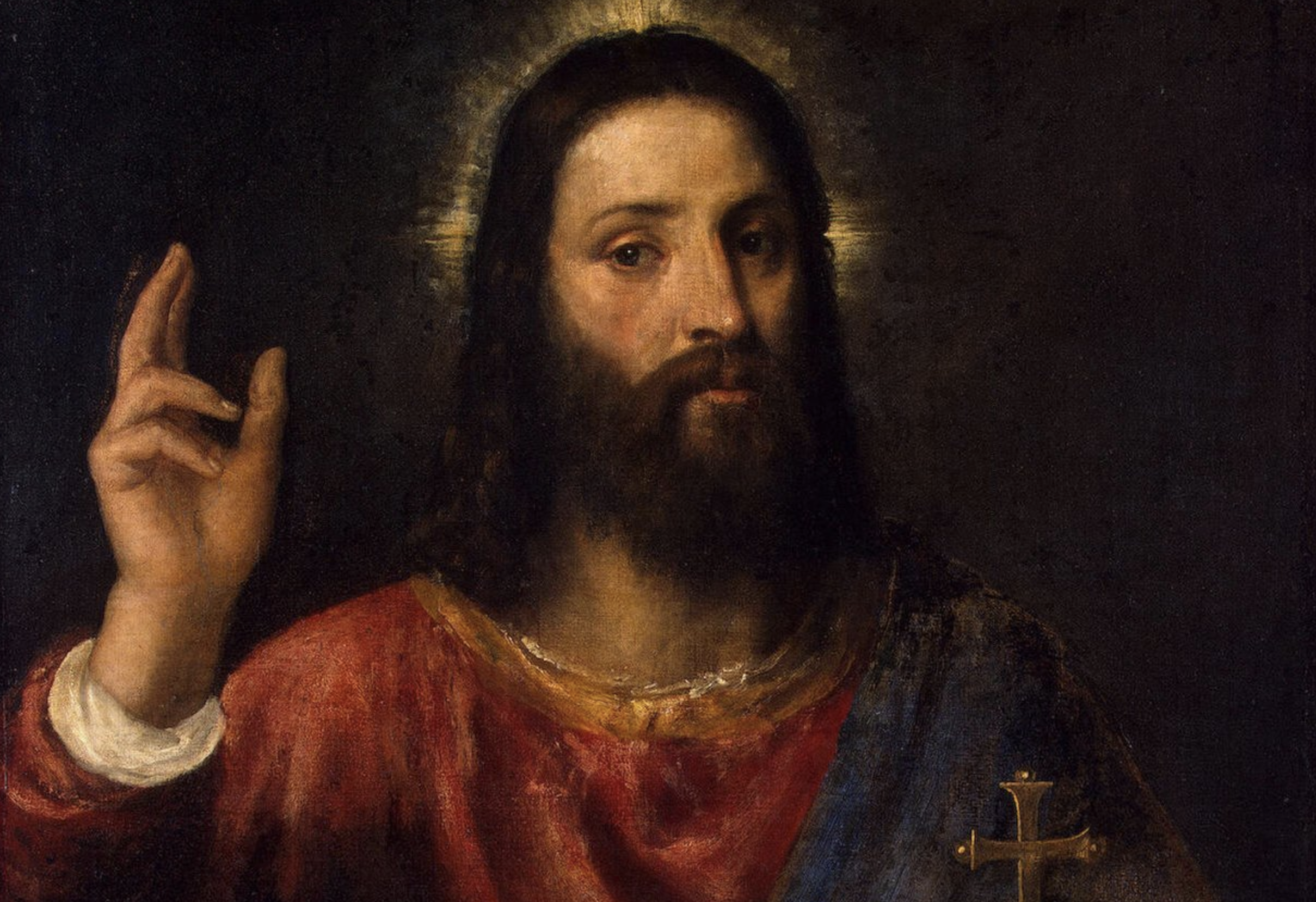 Jesus with his hand raised