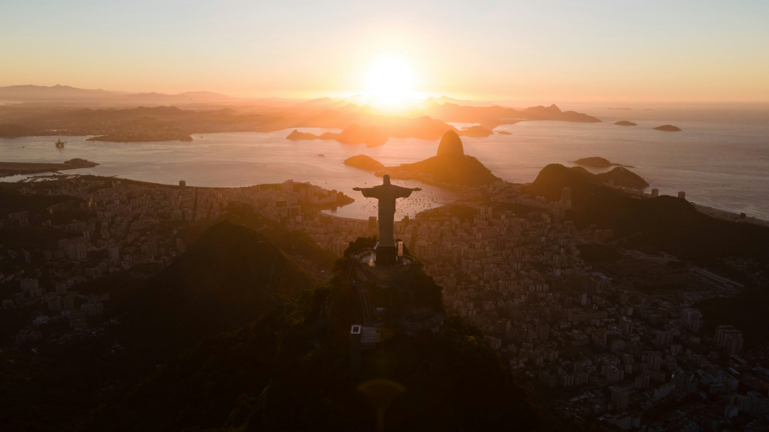 The Christ the Redeemer statue in Brazil landscape