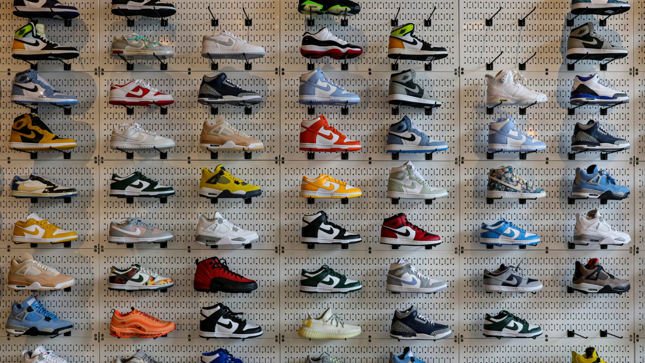 wall full of shoes