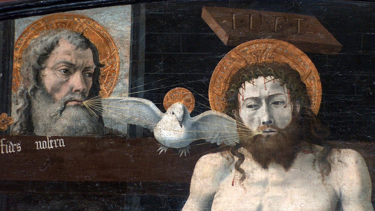 Portrayal of God the Father, Jesus the Son, and the dove of the Holy Spirit