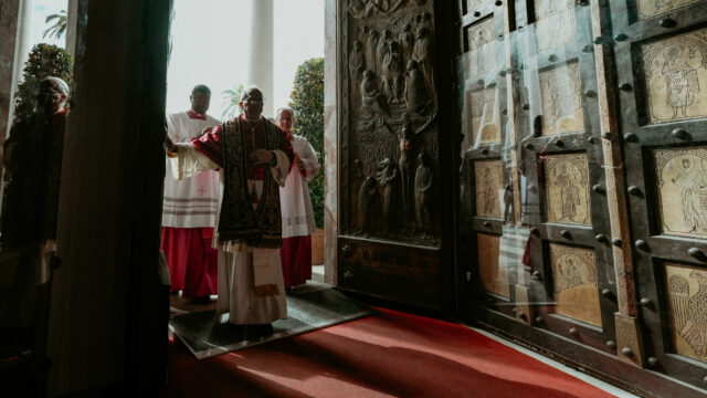 Pope Leo XIV entering the church