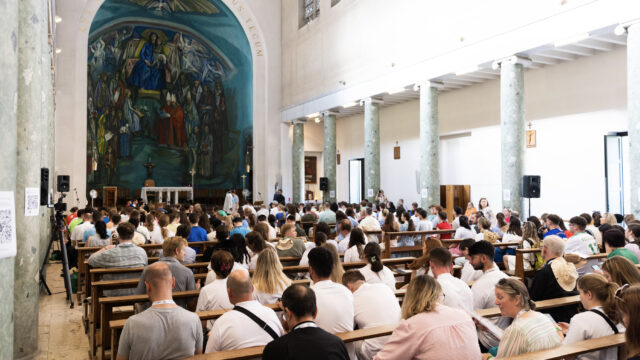 group gathered in chapel
