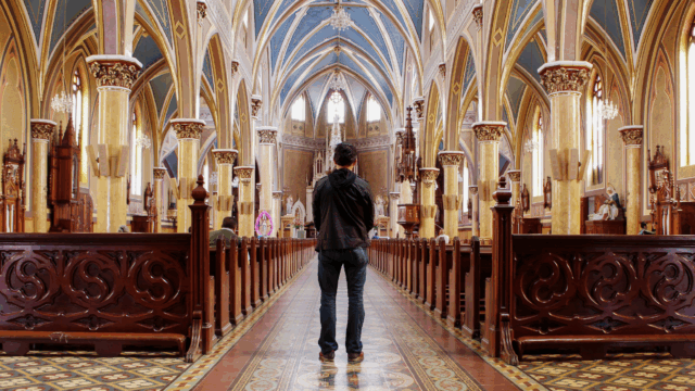 Man inside a church