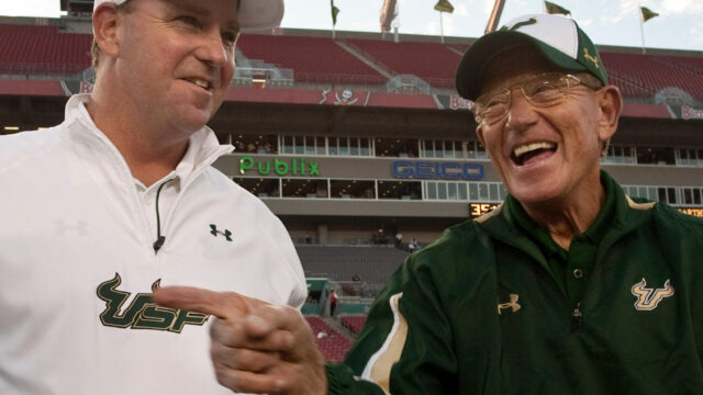 Lou Holtz smiling