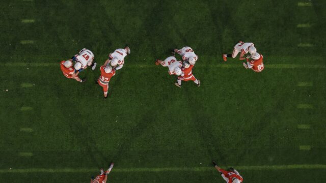 A view of a football field from above
