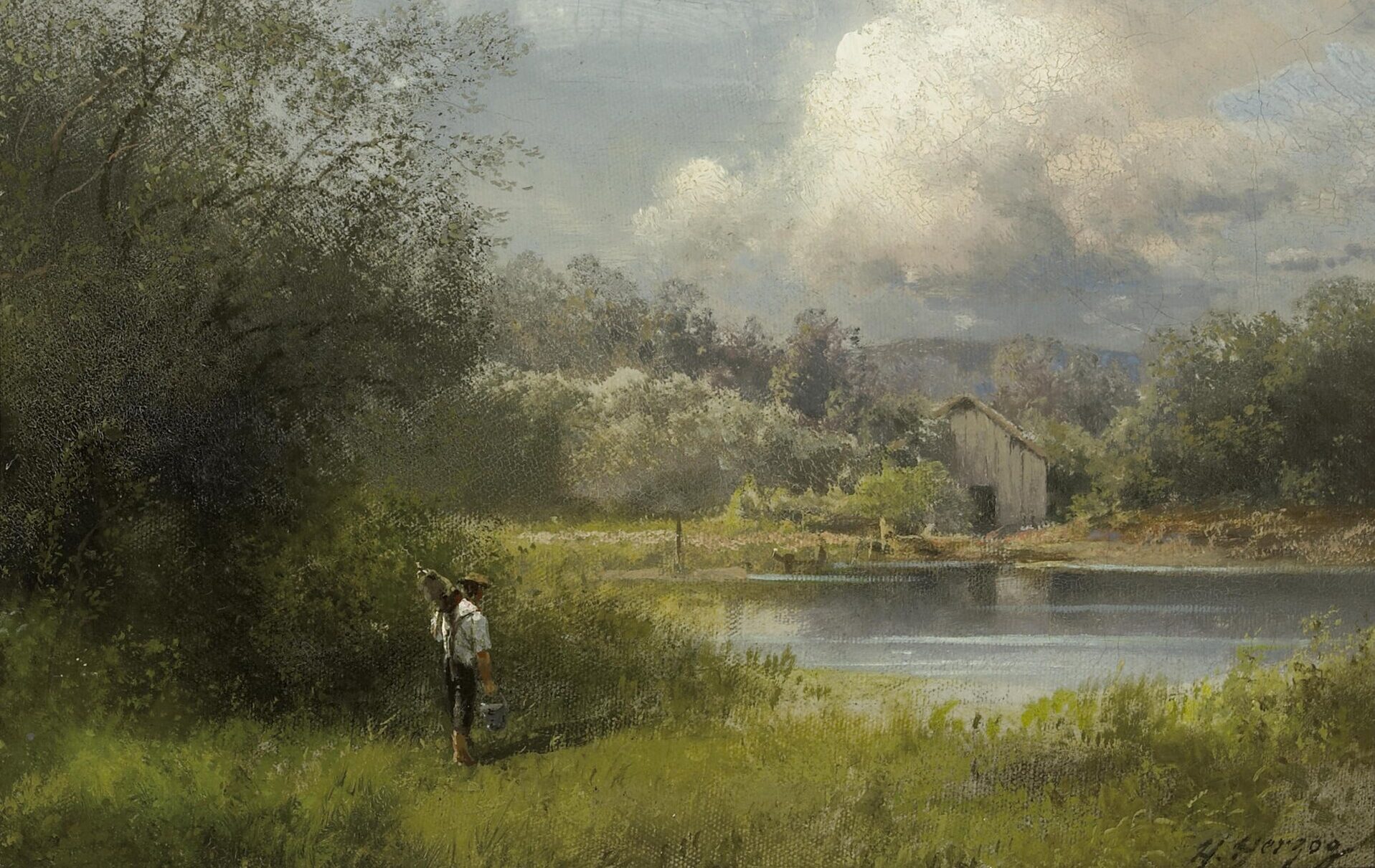 Issue XXVIII -- Hermann_Herzog_-_On_the_way_to_the_fishing_hole
